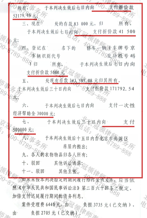 冠领律师代理应诉北京海淀离婚纠纷案助女方分得近80万元-4