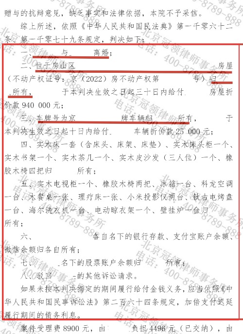冠领律师代理北京房山离婚纠纷案,助女方以较低折价款保住房产与汽车-3 冠领律师代理北京房山离婚纠纷案,助女方以较低折价款保住房产与汽车-3